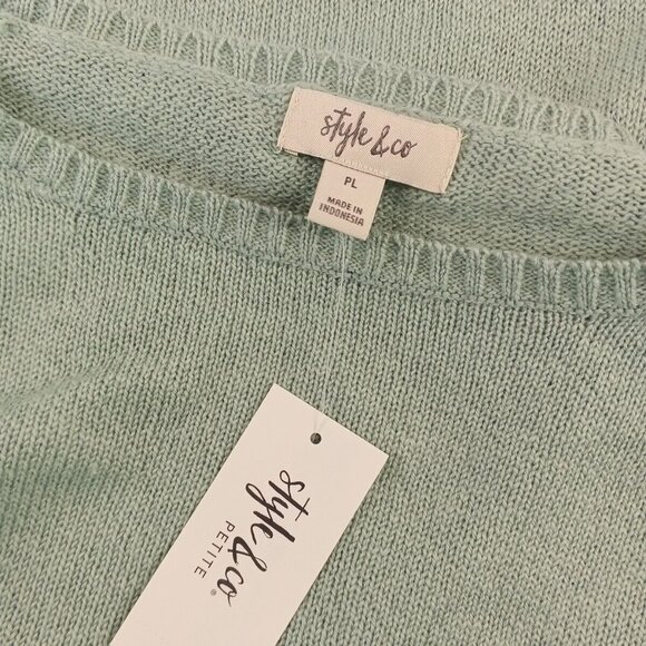 NWT $49 Style&Co Cozy Fall Sweater Size Petite Larger Fall Mint Flared Cuff - Picture 11 of 12